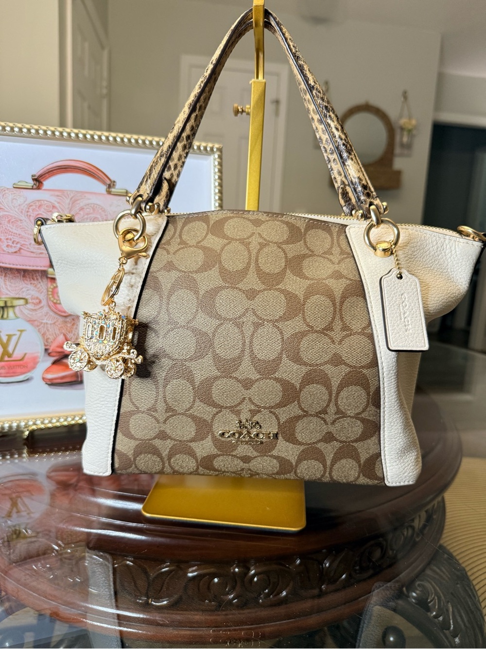 Coach Signature Canvas and Leather Satchel - Khaki/Chalk - Picture 3 of 7